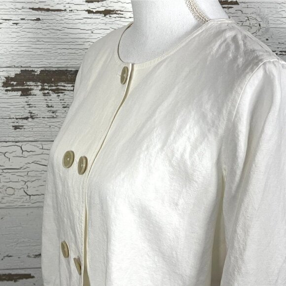 CABI Piazza Linen Blend Jacket Cream Medium #5096 euc - Picture 3 of 7